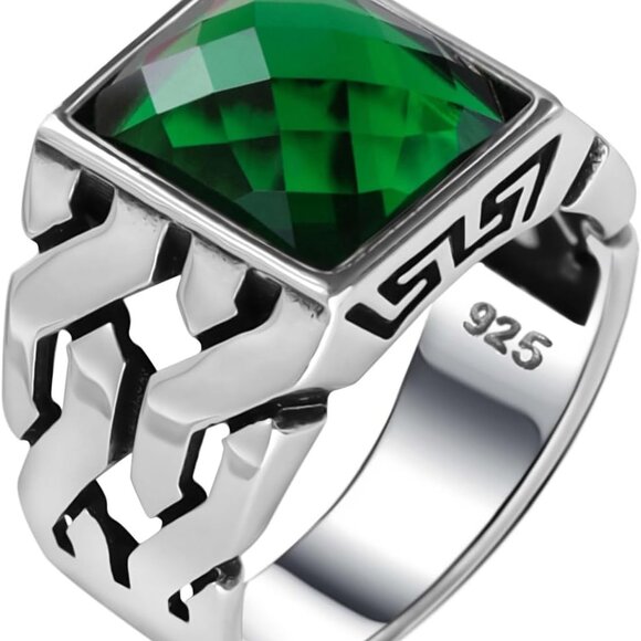 Genuine Solid 925 Sterling Silver Cuban Link Braided Men's Ring